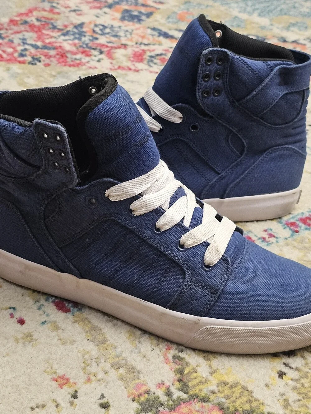 Supra Muska 001 Skytop Men's High Top Sneakers Size 10 Canvas Blue Shoes Lace Up